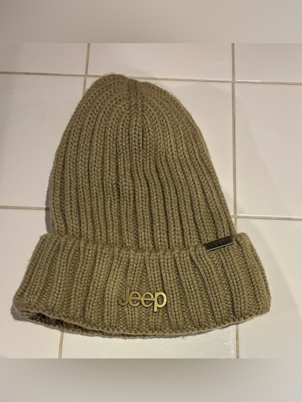 Jeep Toque Beanie Tan O/S Knitted Outdoor Winter Cosy Neutral
